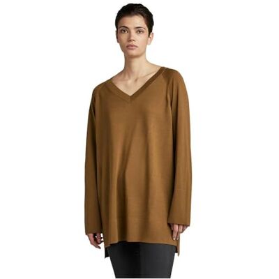 G Star Raw damers oversized V-hals stickad tröja - Brun ull G Star Raw damers oversized V-hals stickad tröja - Brun ull