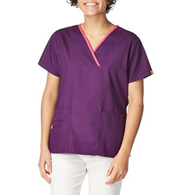 WINK Wonder 6026AEGPSM Origins dam Charlie Fit Y-neck Mock Wrap Top, aubergine, standard S WINK Wonder 6026AEGPSM Origins dam Charlie Fit Y-neck Mock Wrap Top, aubergine, standard S