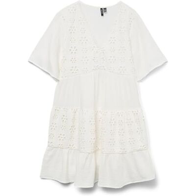 VERO MODA Vmnatali 2/4 Short Dress WVN Ga, Snövit, S VERO MODA Vmnatali 2/4 Short Dress WVN Ga, Snövit, S