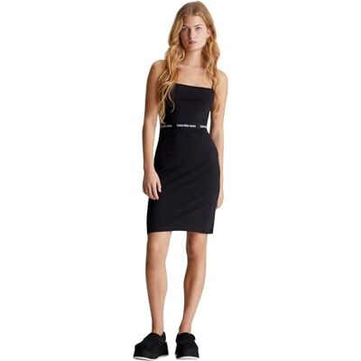 Calvin Jeans Dam klänning logotyp elastisk rem smala remmar, Svart (Ck Black), XS Calvin Jeans Dam klänning logotyp elastisk rem smala remmar, Svart (Ck Black), XS