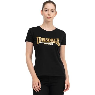 Lonsdale London CARTMEL T-shirt för kvinnor, svart basics, vardagskläder, streetwear, Svart/guld, M Lonsdale London CARTMEL T-shirt för kvinnor, svart basics, vardagskläder, streetwear, Svart/guld, M