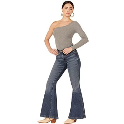Wrangler Dam retro hög midja trumpet flare grön jeans, paige, 28–32 Wrangler Dam retro hög midja trumpet flare grön jeans, paige, 28–32