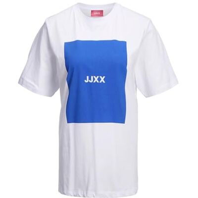 JJXX JACK & JONES Dam Jxamber Ss Relaxed Tee Noos T-shirt, Ljusvit/tryck: blå lite-fyrkant, L JJXX JACK & JONES Dam Jxamber Ss Relaxed Tee Noos T-shirt, Ljusvit/tryck: blå lite-fyrkant, L