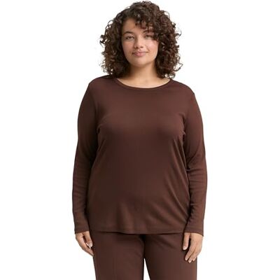 TOM TAILOR Plussize dam långärmad T-shirt, 27506 – Mörkbrun, 46 plus size TOM TAILOR Plussize dam långärmad T-shirt, 27506 – Mörkbrun, 46 plus size