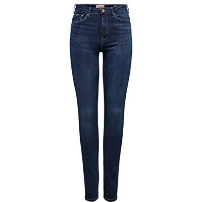 ONLY Skinny jeans för kvinnor, Mörkblå denim, S / 32L ONLY Skinny jeans för kvinnor, Mörkblå denim, S / 32L