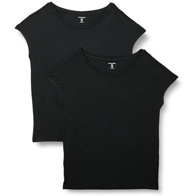 Amazon Essentials dam jersey standard-fit kortärmad båthals t-shirt, paket med 2, svart, Large Amazon Essentials dam jersey standard-fit kortärmad båthals t-shirt, paket med 2, svart, Large