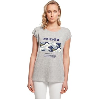 MERCHCODE Damtoppar Ladies APOH – Hokusai 36 t-shirt, lös passform, bomull 100%, M, Grå ljung, M MERCHCODE Damtoppar Ladies APOH – Hokusai 36 t-shirt, lös passform, bomull 100%, M, Grå ljung, M