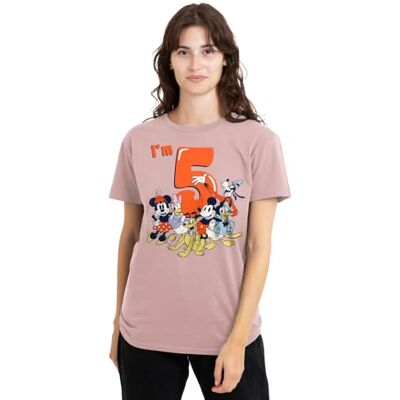 Mickey Mouse mandarin creative ltd Musse Pigg vänner vintage grupp 5:e födelsedag skjorta damer t-shirt, rosa, medium, Rosa, M Mickey Mouse mandarin creative ltd Musse Pigg vänner vintage grupp 5:e födelsedag skjorta damer t-shirt, rosa, medium, Rosa, M