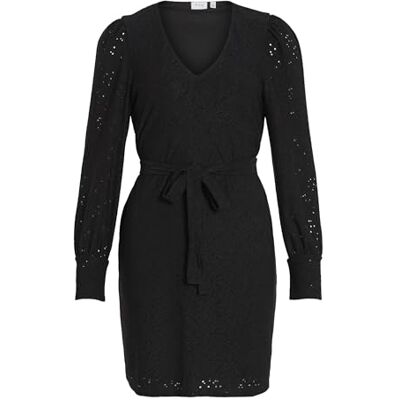 Vila Vipaulina V-hals L/S kortärmad klänning, svart, L Vila Vipaulina V-hals L/S kortärmad klänning, svart, L
