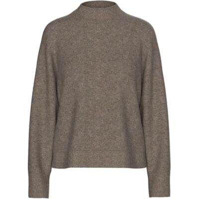 PIECES Pcmalou Ls High Neck Knit Pwp Bc, Morel, L PIECES Pcmalou Ls High Neck Knit Pwp Bc, Morel, L