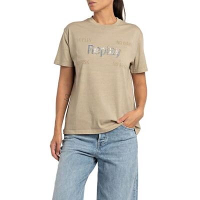 Replay T-shirt för kvinnor normal passform, 225 Sahara, L Replay T-shirt för kvinnor normal passform, 225 Sahara, L