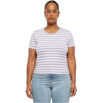 Urban Classics Dam-t-shirt, kort randig tee, vit/dustylilac XXL, Vit/Dustylilac, XXL Urban Classics Dam-t-shirt, kort randig tee, vit/dustylilac XXL, Vit/Dustylilac, XXL