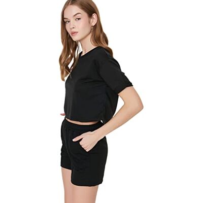 Trendyol Dam svart crop tunn stickad tröja, extra stor Trendyol Dam svart crop tunn stickad tröja, extra stor