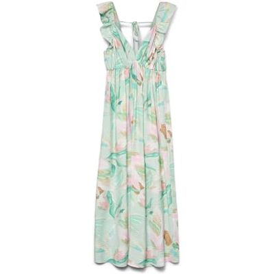 VERO MODA damklänning VMJOSIE lång klänning, Fåglar ägggrön, XL VERO MODA damklänning VMJOSIE lång klänning, Fåglar ägggrön, XL