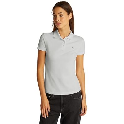Tommy Jeans dam TJW Slim Essential Polo SS DW0DW20160 S/S Polo, vit (Ecru), XXS, Vit (Ecru), XXS Tommy Jeans dam TJW Slim Essential Polo SS DW0DW20160 S/S Polo, vit (Ecru), XXS, Vit (Ecru), XXS
