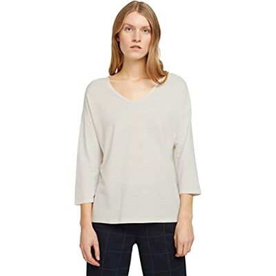 TOM TAILOR Damer Strukturerad skjorta med LENZING, ECOVERO 1024001, 10315 Whisper White, XS TOM TAILOR Damer Strukturerad skjorta med LENZING, ECOVERO 1024001, 10315 Whisper White, XS