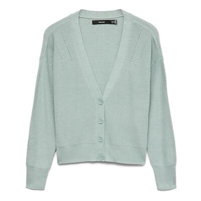 VERO MODA Damer Vmnewlexsun Ls Short V-Neck Car Ga Noos kofta, Grå mist, XL VERO MODA Damer Vmnewlexsun Ls Short V-Neck Car Ga Noos kofta, Grå mist, XL
