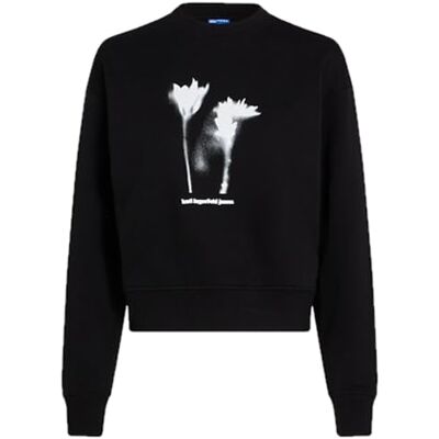 KARL LAGERFELD JEANS , Dam, Flower Logo Sweat, Regular Fit, Svart, XS KARL LAGERFELD JEANS , Dam, Flower Logo Sweat, Regular Fit, Svart, XS