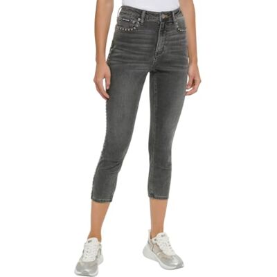 DKNY Dam hög midja cropped raka jeans, koncrete wash, 27, Concrete tvätt DKNY Dam hög midja cropped raka jeans, koncrete wash, 27, Concrete tvätt