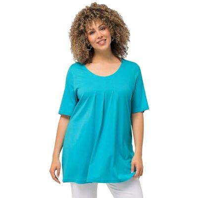 Ulla Popken Damer, dekorativa veck, A-linje, rund hals, halvärm, modal t-shirt, Theodore River (ersättningsfärg), 46/L Ulla Popken Damer, dekorativa veck, A-linje, rund hals, halvärm, modal t-shirt, Theodore River (ersättningsfärg), 46/L