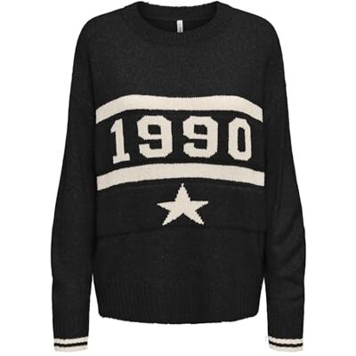 ONLY Dam Onltrain Ls Text O-Neck Cc KNT, svart, XS ONLY Dam Onltrain Ls Text O-Neck Cc KNT, svart, XS