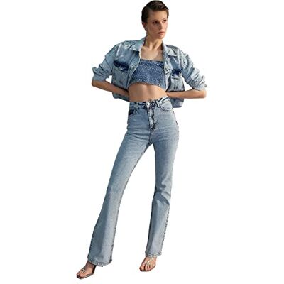 Trendyol Kvinnor hög midja utsvängda ben utsvängda jeans, blå, 36, BLÅ, 62 SE Trendyol Kvinnor hög midja utsvängda ben utsvängda jeans, blå, 36, BLÅ, 62 SE