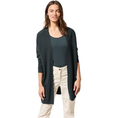 Cecil öppen finstickad kofta, Slate khaki, S Cecil öppen finstickad kofta, Slate khaki, S
