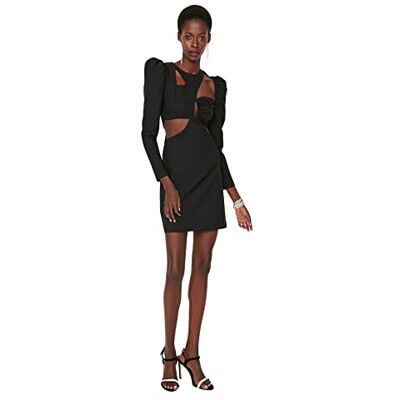 Trendyol Dam förtrollande mini bodycon regular fit tyg klänning, svart, 40 Trendyol Dam förtrollande mini bodycon regular fit tyg klänning, svart, 40