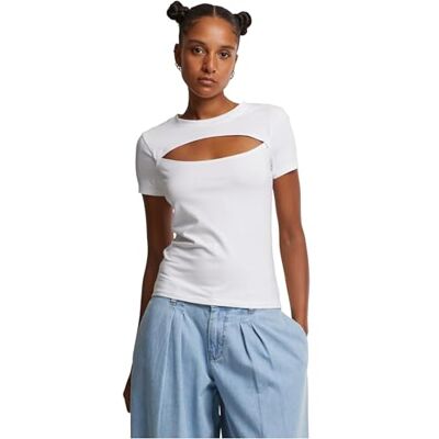 Urban Classics Ladies Short Cut Out Tee, Vit, XXL Urban Classics Ladies Short Cut Out Tee, Vit, XXL