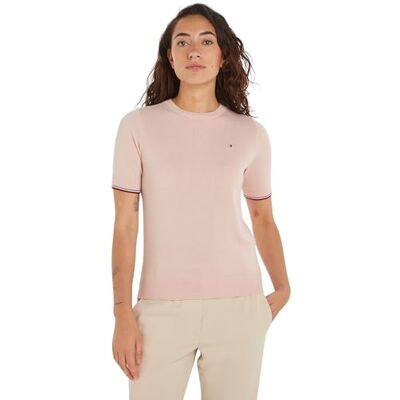 Tommy Hilfiger dam CO Jersey Stitch C-NK SS tröja nyckfull rosa XS, Nyckfull rosa, XS Tommy Hilfiger dam CO Jersey Stitch C-NK SS tröja nyckfull rosa XS, Nyckfull rosa, XS