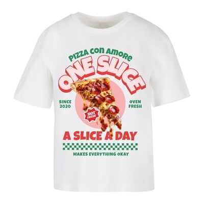 Dam-t-shirt, Pizza Con Amore Tee, avslappnad t-shirt med fronttryck, oversize passform, storlekar XS – 5XL, Vit, S Dam-t-shirt, Pizza Con Amore Tee, avslappnad t-shirt med fronttryck, oversize passform, storlekar XS – 5XL, Vit, S