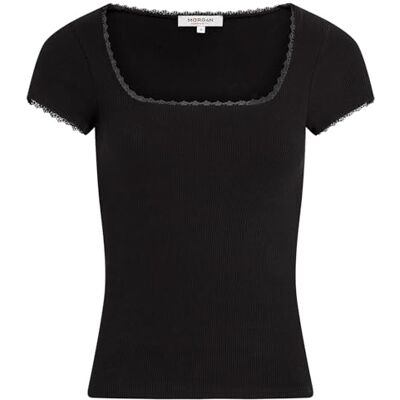 Morgan Dam kortärmad t-shirt fyrkantig halsringning svart storlek XS, svart, M Morgan Dam kortärmad t-shirt fyrkantig halsringning svart storlek XS, svart, M