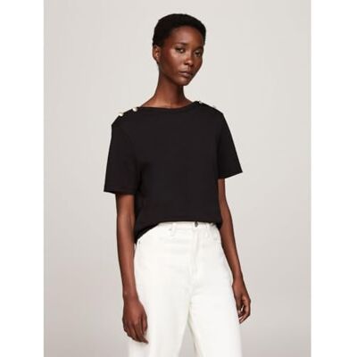 Tommy Hilfiger dam Reg Stripe Gold Btn C-nk Ss Ww0ww42907 REG Stripe Gold BTN C-NK SS WW0WW42907 Tommy Hilfiger dam Reg Stripe Gold Btn C-nk Ss Ww0ww42907 REG Stripe Gold BTN C-NK SS WW0WW42907