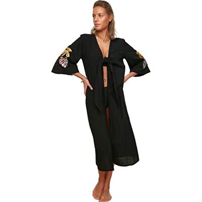 Trendyol Dam detaljerad broderi kimono & kaftan, svart, 38 Trendyol Dam detaljerad broderi kimono & kaftan, svart, 38