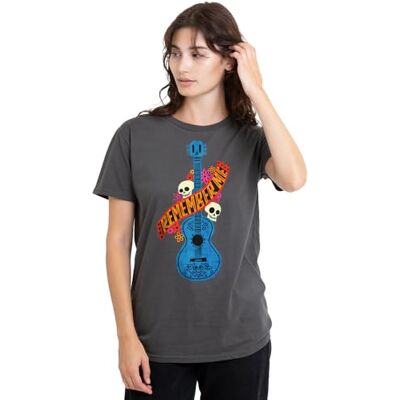 Coco Remember Me gitarr med dödskallar dam t-shirt, träkol, XX-Large, Träkol, XXL Coco Remember Me gitarr med dödskallar dam t-shirt, träkol, XX-Large, Träkol, XXL
