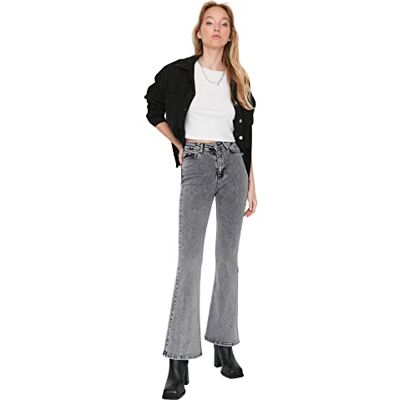 Trendyol Jeans med hög midja utsvängda ben, Grått, 60 SE Trendyol Jeans med hög midja utsvängda ben, Grått, 60 SE