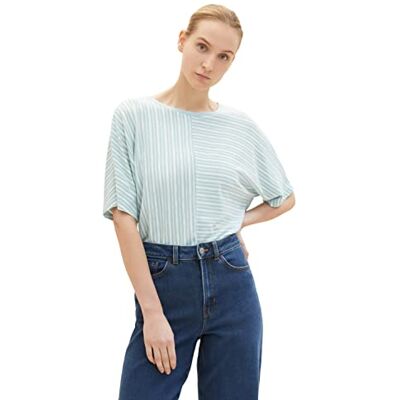TOM TAILOR Damer T-shirt 1035489, 31133 Blue White Horizontal Stripe, M TOM TAILOR Damer T-shirt 1035489, 31133 Blue White Horizontal Stripe, M