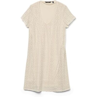 VERO MODA Vmmaya Ss V Neck Short Dress JRS Spe, Björk, S VERO MODA Vmmaya Ss V Neck Short Dress JRS Spe, Björk, S