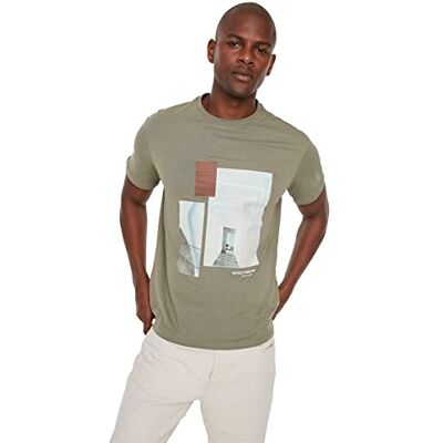 Trendyol Herr khaki män normal passform kortärmad ba t-shirt, XXL Trendyol Herr khaki män normal passform kortärmad ba t-shirt, XXL