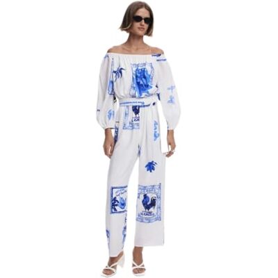 Desigual Jumpsuit_Thames Jeans för kvinnor, Vit, M Desigual Jumpsuit_Thames Jeans för kvinnor, Vit, M