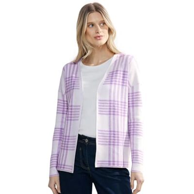 Cecil Dam Open Check cardigan, Sportig lilac melange, M Cecil Dam Open Check cardigan, Sportig lilac melange, M