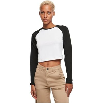 Urban Classics Kvinna T-Shirt Ladies Organic Cropped Retro Baseball Longsleeve, White/Black, XL Urban Classics Kvinna T-Shirt Ladies Organic Cropped Retro Baseball Longsleeve, White/Black, XL