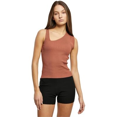 Urban Classics dam ribbstickad asymmetrisk topp, Terrakotta, XL Urban Classics dam ribbstickad asymmetrisk topp, Terrakotta, XL