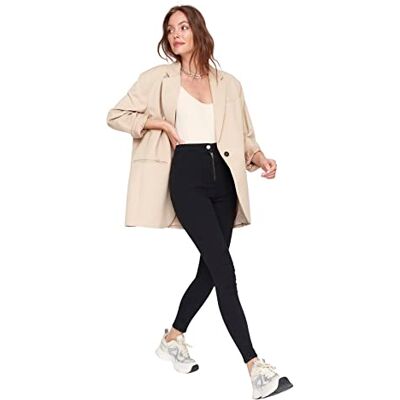 Trendyol Kvinnor hög midja smal passform smala jeans, Svart, 64 SE Trendyol Kvinnor hög midja smal passform smala jeans, Svart, 64 SE