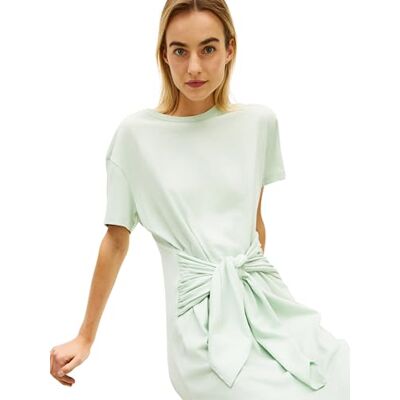 Tommy Hilfiger Co Slub Knot Midi DRS Ww0www48747 T-shirt klänning, grön (Jade mjuk), XL dam Tommy Hilfiger Co Slub Knot Midi DRS Ww0www48747 T-shirt klänning, grön (Jade mjuk), XL dam