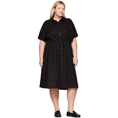 Tommy Hilfiger kvinnors CRV linne SS skjorta klänning svart 54, Svart, 54 Tommy Hilfiger kvinnors CRV linne SS skjorta klänning svart 54, Svart, 54