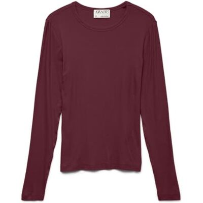 VERO MODA Awirwina Ls O-Neck Top Noos, zinfandel, S VERO MODA Awirwina Ls O-Neck Top Noos, zinfandel, S