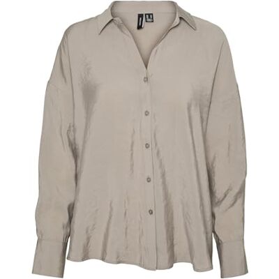 VERO MODA damskjorta VMQUEENY L/S överdimensionerad skjorta EXP GA, Måne kjol, S VERO MODA damskjorta VMQUEENY L/S överdimensionerad skjorta EXP GA, Måne kjol, S