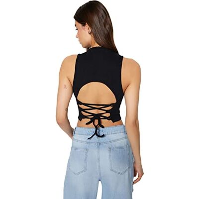 Trendyol Stickad blus med rund hals för kvinnor, svart, XS, Svart, XS Trendyol Stickad blus med rund hals för kvinnor, svart, XS, Svart, XS