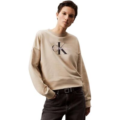 Calvin CK JEANS dam LS MONOLOGO fransk frotté RLXD CN LV047B234G, grå (vit peppar), L, Grå (vit peppar), L Calvin CK JEANS dam LS MONOLOGO fransk frotté RLXD CN LV047B234G, grå (vit peppar), L, Grå (vit peppar), L